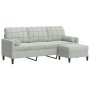 3-seater sofa with light gray velvet ottoman, 180 cm by , Sofas - Ref: Foro24-3278267, Price: 322,69 €, Discount: %