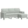 Dreisitzer-Sofa mit Hocker aus hellgrauem Samt, 180 cm. von , Sofas - Ref: Foro24-3278267, Preis: 303,08 €, Rabatt: %