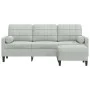 Dreisitzer-Sofa mit Hocker aus hellgrauem Samt, 180 cm. von , Sofas - Ref: Foro24-3278267, Preis: 303,08 €, Rabatt: %