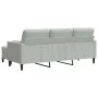 Dreisitzer-Sofa mit Hocker aus hellgrauem Samt, 180 cm. von , Sofas - Ref: Foro24-3278267, Preis: 303,08 €, Rabatt: %