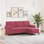 Dreisitzer-Sofa mit rotem Samt-Hocker, 180 cm. von , Sofas - Ref: Foro24-3278271, Preis: 295,83 €, Rabatt: %