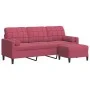 Dreisitzer-Sofa mit rotem Samt-Hocker, 180 cm. von , Sofas - Ref: Foro24-3278271, Preis: 295,83 €, Rabatt: %