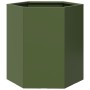 Hexagonal planters 2 units olive green steel 46x40x45 cm by , Pots and planters - Ref: Foro24-851115, Price: 71,97 €, Discoun...