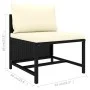 5-teiliges Gartensofa-Set und schwarze synthetische Rattankissen von vidaXL, Modulare Sofas für den Außenbereich - Ref: Foro2...