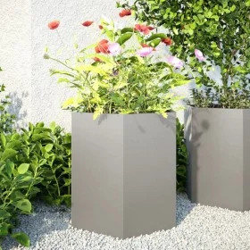 Hexagonal planter 2 units stainless steel 46x40x45 cm by , Pots and planters - Ref: Foro24-851117, Price: 97,63 €, Discount: %