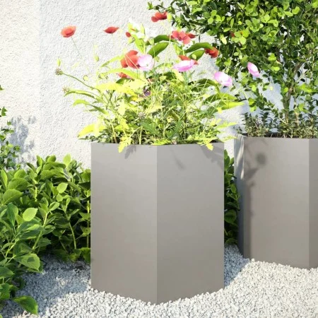 Jardinera hexagonal 2 uds acero inoxidable 46x40x45 cm de , Maceteros y jardineras - Ref: Foro24-851117, Precio: 97,61 €, Des...