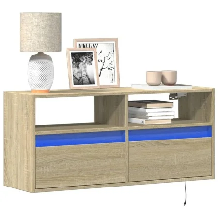 Wand-TV-Möbel mit LED-Lichtern in Sonoma-Eiche 100x31x45 cm von , TV-Möbel - Ref: Foro24-852336, Preis: 66,57 €, Rabatt: %