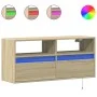 Wand-TV-Möbel mit LED-Lichtern in Sonoma-Eiche 100x31x45 cm von , TV-Möbel - Ref: Foro24-852336, Preis: 66,57 €, Rabatt: %