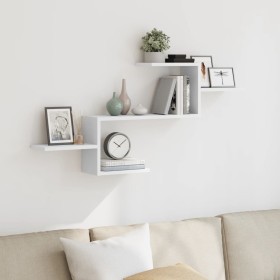 Engineered wood white wall shelf 104x15x49 cm by , Shelves and shelves - Ref: Foro24-853200, Price: 27,07 €, Discount: %