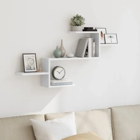 Engineered wood white wall shelf 104x15x49 cm by , Shelves and shelves - Ref: Foro24-853200, Price: 32,57 €, Discount: %