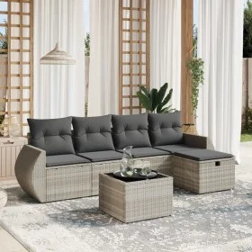 Garden sofa set 6 pieces and gray synthetic rattan cushions by , Garden sets - Ref: Foro24-3264098, Price: 396,94 €, Discount: %