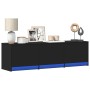 TV-Möbel mit LED-Beleuchtung, schwarzes Ingenieurholz, 140x34x40 cm. von , TV-Möbel - Ref: Foro24-852244, Preis: 103,81 €, Ra...