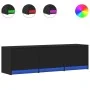 TV stand with LED lights, engineered wood, black, 140x34x40 cm by , TV Furniture - Ref: Foro24-852244, Price: 108,75 €, Disco...