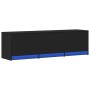 TV-Möbel mit LED-Beleuchtung, schwarzes Ingenieurholz, 140x34x40 cm. von , TV-Möbel - Ref: Foro24-852244, Preis: 103,81 €, Ra...