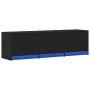 TV stand with LED lights, engineered wood, black, 140x34x40 cm by , TV Furniture - Ref: Foro24-852244, Price: 108,75 €, Disco...