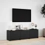 TV stand with LED lights, engineered wood, black, 140x34x40 cm by , TV Furniture - Ref: Foro24-852244, Price: 108,75 €, Disco...