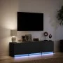 TV stand with LED lights, engineered wood, black, 140x34x40 cm by , TV Furniture - Ref: Foro24-852244, Price: 108,75 €, Disco...
