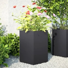 Jardinera hexagonal acero negra 46x40x45 cm de , Maceteros y jardineras - Ref: Foro24-851108, Precio: 48,05 €, Descuento: %