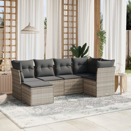 Set de sofás de jardín 6 pzas y cojines ratán sintético gris de , Conjuntos de jardín - Ref: Foro24-3263178, Precio: 401,12 €...