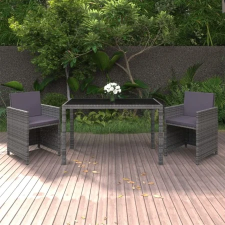 Set comedor para jardín 3 pzas y cojines ratán sintético gris by , Garden sets - Ref: Foro24-3095490, Price: 285,83 €, Discou...