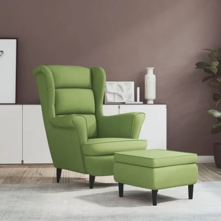 Light green velvet wingback chair and footstool by , Armchairs - Ref: Foro24-3115934, Price: 274,28 €, Discount: %