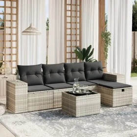 Garden sofa set 6 pieces and gray synthetic rattan cushions by , Garden sets - Ref: Foro24-3264408, Price: 394,50 €, Discount: %