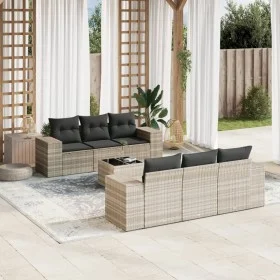 Garden sofa set 7 pieces with light gray PE rattan cushions by , Modular outdoor sofas - Ref: Foro24-3222311, Price: 519,97 €...