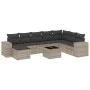 Set muebles jardín 9 pzas y cojines ratán sintético gris claro de , Conjuntos de jardín - Ref: Foro24-3222971, Precio: 617,98...