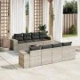 Garden furniture set 9 pieces and light gray synthetic rattan cushions by , Modular outdoor sofas - Ref: Foro24-3222351, Pric...