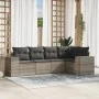 Garden sofa set and cushions 5 pieces light gray synthetic rattan by , Modular outdoor sofas - Ref: Foro24-3222531, Price: 37...