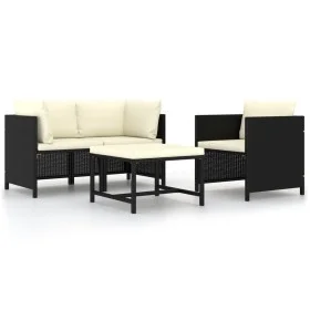 4-piece garden sofa set and black synthetic rattan cushions by vidaXL, Modular outdoor sofas - Ref: Foro24-313518, Price: 192...