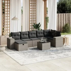 Garden sofa set 8 pieces and gray synthetic rattan cushions by , Garden sets - Ref: Foro24-3264448, Price: 547,67 €, Discount: %
