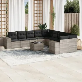Gartensofagarnitur 11-teilig mit grauen Polstern aus synthetischem Rattan von , Gartensets - Ref: Foro24-3223121, Preis: 757,...