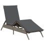 Sun lounger with synthetic rattan and grey cushion by , Loungers - Ref: Foro24-4002703, Price: 147,68 €, Discount: %