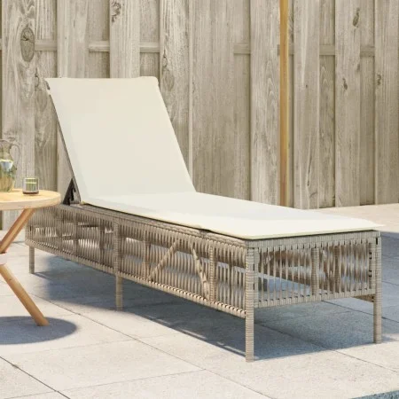 Liegestuhl mit beigem Kunststoff-Rattankissen von , Liegen - Ref: Foro24-4002741, Preis: 144,47 €, Rabatt: %