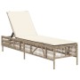 Lounger with beige synthetic rattan cushion by , Loungers - Ref: Foro24-4002741, Price: 147,15 €, Discount: %