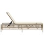 Lounger with beige synthetic rattan cushion by , Loungers - Ref: Foro24-4002741, Price: 147,15 €, Discount: %