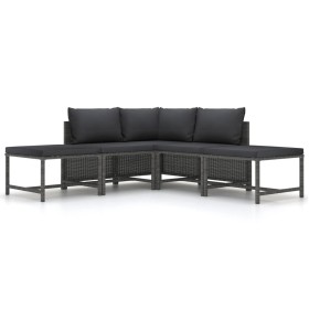 5-piece garden sofa set with gray synthetic rattan cushions by vidaXL, Modular outdoor sofas - Ref: Foro24-313503, Price: 243...
