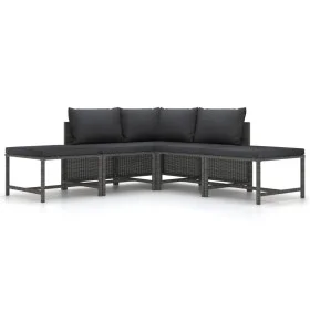 5-piece garden sofa set with gray synthetic rattan cushions by vidaXL, Modular outdoor sofas - Ref: Foro24-313503, Price: 229...