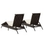 Liegestühle mit Kissen, 2 Stück, aus braunem Kunst-Rattan. von , Liegen - Ref: Foro24-3261579, Preis: 285,34 €, Rabatt: %