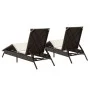 Sun loungers with cushions 2 units synthetic brown rattan by , Loungers - Ref: Foro24-3261579, Price: 280,07 €, Discount: %