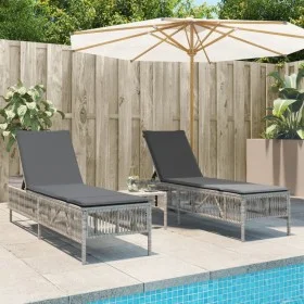 Sun loungers with cushions 2 units light gray synthetic rattan by , Loungers - Ref: Foro24-3261601, Price: 278,20 €, Discount: %
