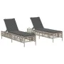 Liegestühle mit Kissen, 2 Stück, aus hellem grauem Kunststoff-Rattan. von , Liegen - Ref: Foro24-3261601, Preis: 278,20 €, Ra...