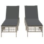 Sun loungers with cushions 2 units light gray synthetic rattan by , Loungers - Ref: Foro24-3261601, Price: 283,42 €, Discount: %