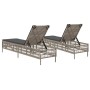 Liegestühle mit Kissen, 2 Stück, aus hellem grauem Kunststoff-Rattan. von , Liegen - Ref: Foro24-3261601, Preis: 283,42 €, Ra...