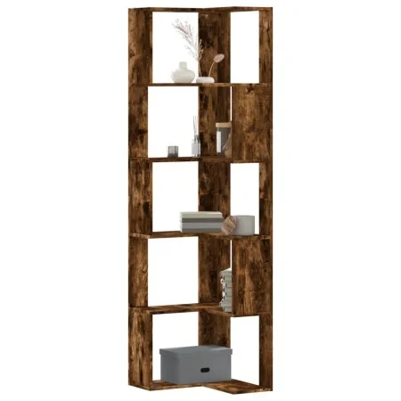 Estantería esquina 5 niveles madera roble ahumado 50x50x179 cm de , Librerías y estanterías - Ref: Foro24-852586, Precio: 81,...