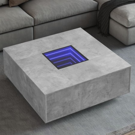 Coffee table with Infinity LED concrete gray 100x100x40 cm by , Coffee table - Ref: Foro24-3284045, Price: 216,02 €, Discount: %