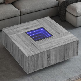 Coffee table with Infinity LED gray Sonoma 100x100x40 cm by , Coffee table - Ref: Foro24-3284047, Price: 202,49 €, Discount: %