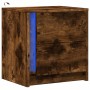 Mesita de noche con luces LED madera ingeniería roble ahumado de , Mesitas de noche - Ref: Foro24-852055, Precio: 57,43 €, De...