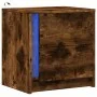 Nightstand with LED lights, smoked oak engineered wood by , Nightstands - Ref: Foro24-852055, Price: 56,51 €, Discount: %